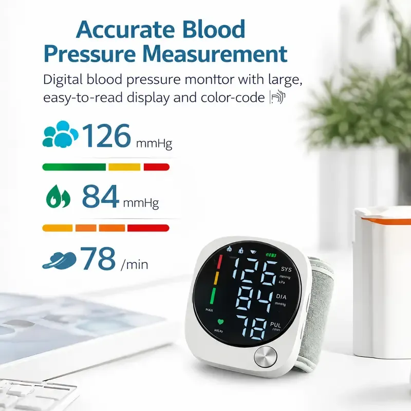 DealsForYouDays Rechargeable Wrist Blood Pressure with LED Touch Screen, Voice Broadcast & 99x2 Memory — Accurate Home BP Tracking Made Simple