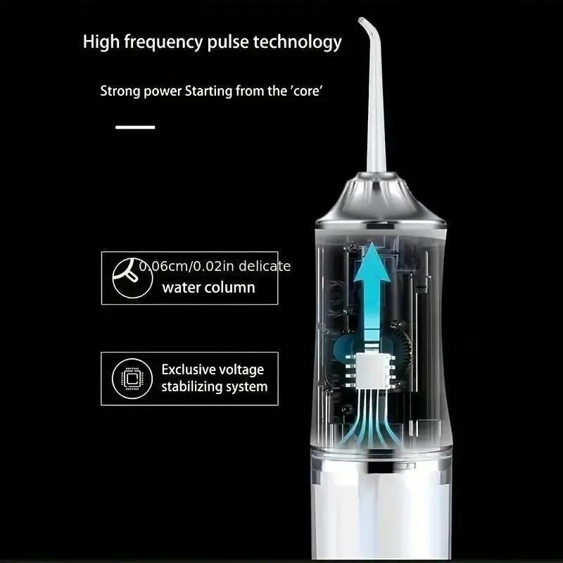 Electric Water Flosser Oral Irrigator, Portable Dental Care Device, Effective Plaque Removal, Easy to Use, Ideal for Home & Travel, Water Flosser Cordless