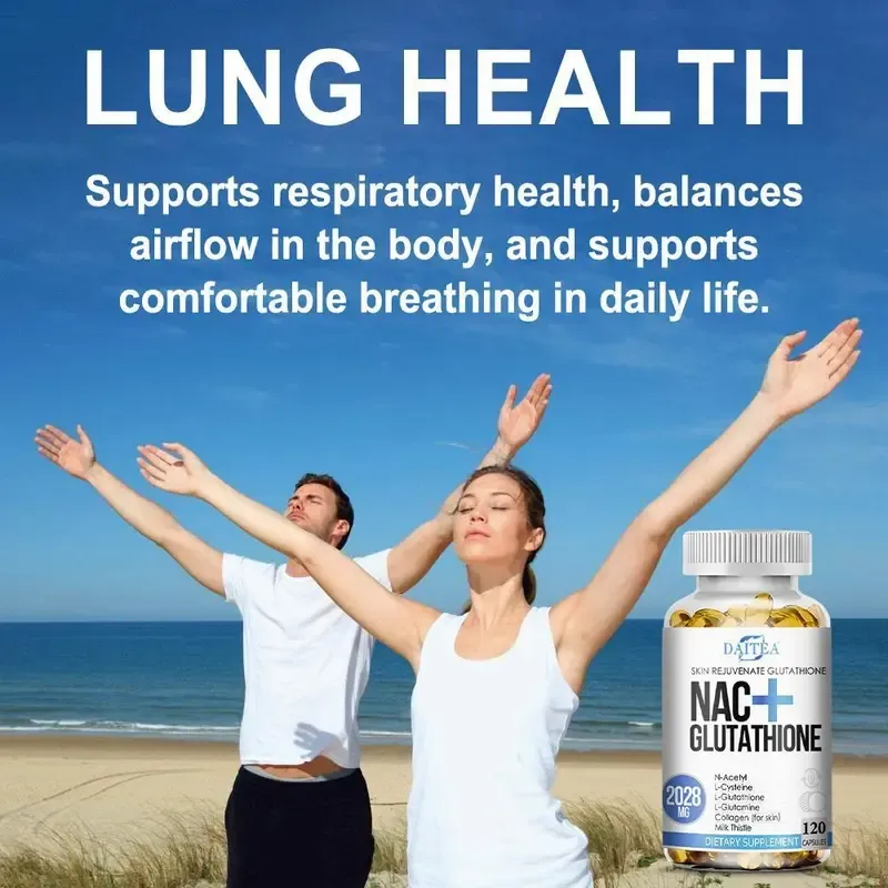 Daitea NAC + Glutathione Health Supplement, Supports Liver Health, Supports Skin Health,120 Capsules Vitamins Healthcare
