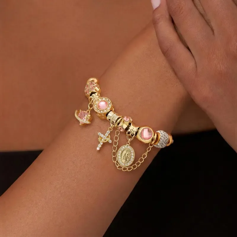 Tewiky Aurora Snake Chain Bracelet for Women, Dainty Tone Gold Detachable Multi-Charm Bracelet, Customizable DIY Mix and Match Stackable Wrist Jewelry, Trendy Daily Accessory, Perfect Gift for Mother's Day & Summer Occasions