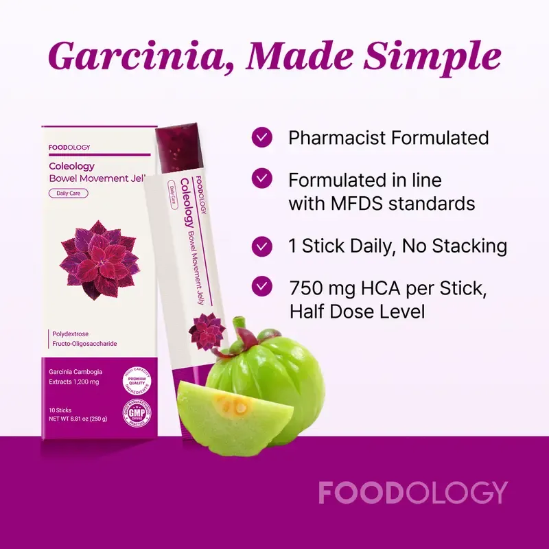 FOODOLOGY  Coleology Bowel Movement Jelly, Gut Comfort Relieves Bloating and Supports more Comfortable Grape-Flavored Jelly Sticks,Fiber Supplement , Garcinia Cambogia, Collagen, Chia Seeds 1 Pack of 10