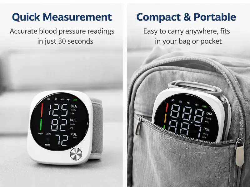 DealsForYouDays Rechargeable Wrist Blood Pressure with LED Touch Screen, Voice Broadcast & 99x2 Memory — Accurate Home BP Tracking Made Simple