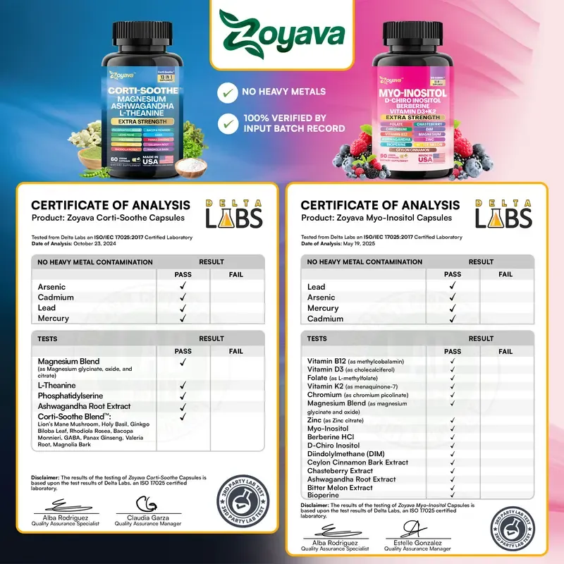 Soothe & Smooth Bundle - Zoyava Cortisol and Myo-Inositol All-in-One Dietary Supplement - Multivitamin Combo with Extra Strength Ingredients for Fitness & Healthcare - MADE IN USA