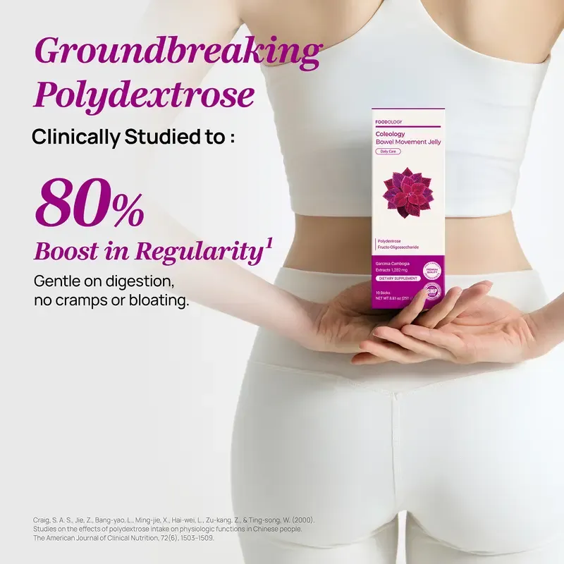 FOODOLOGY  Coleology Bowel Movement Jelly, Gut Comfort Relieves Bloating and Supports more Comfortable Grape-Flavored Jelly Sticks,Fiber Supplement , Garcinia Cambogia, Collagen, Chia Seeds 1 Pack of 10