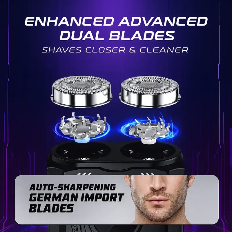 Mini Electric Shaver for Men Precision Magnetic Dual-Blade Razor with Upgraded Stainless Steel Blades USB-Rechargeable Ultra-Compact Pocket Shaver for Travel, Car, Office & Daily Grooming