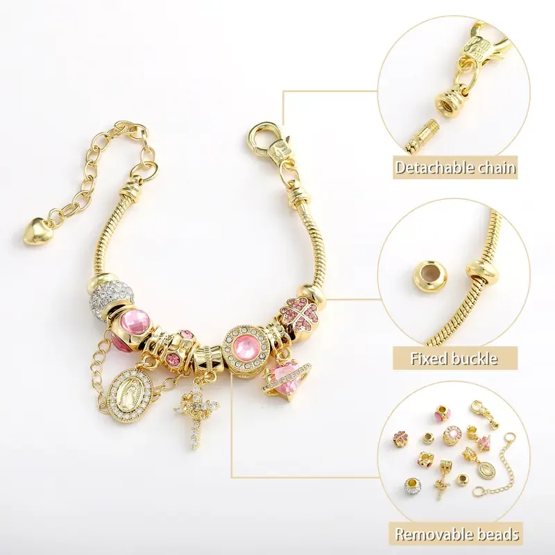 Tewiky Aurora Snake Chain Bracelet for Women, Dainty Tone Gold Detachable Multi-Charm Bracelet, Customizable DIY Mix and Match Stackable Wrist Jewelry, Trendy Daily Accessory, Perfect Gift for Mother's Day & Summer Occasions