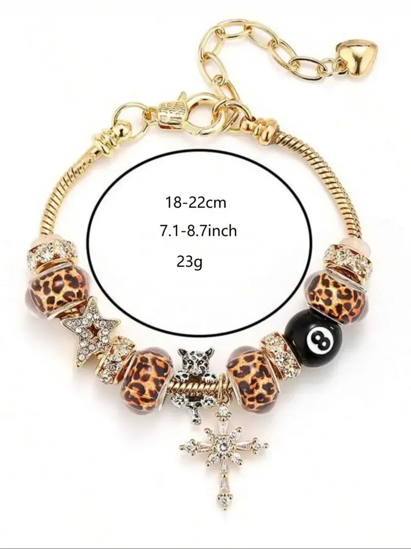 Women's Elegant Leopard Print Bracelet, Trendy Exquisite Braceket, Chic Gorgeous Jewelry As Gift for Girlfriend, Fashionable Bracelet, High Quality Bracelet, Alloy Chain Bracelet