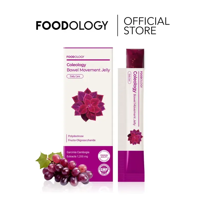 FOODOLOGY  Coleology Bowel Movement Jelly, Gut Comfort Relieves Bloating and Supports more Comfortable Grape-Flavored Jelly Sticks,Fiber Supplement , Garcinia Cambogia, Collagen, Chia Seeds 1 Pack of 10