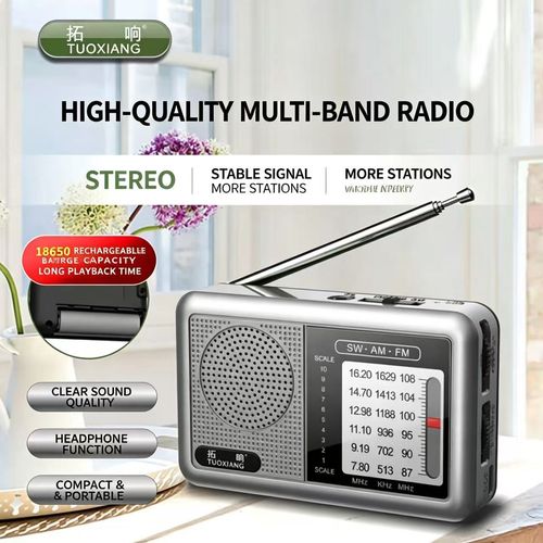 Tuoxiang 6665 Multi-Band Radio for Seniors, Old-Style Manual Semiconductor Pocket Radio, Rechargeable Mini Portable Broadcast Receiver