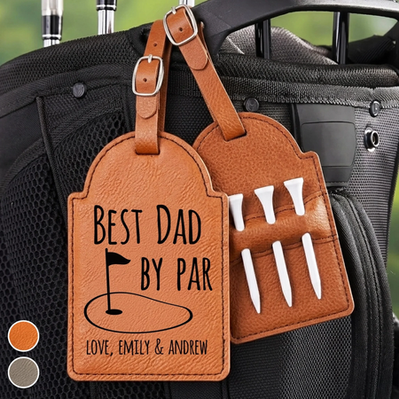 Anpassad Golf Bag Tag - Personaliserad pappas dag Födelsedag Golf gåvor för pappa, farfar - Håll lugn och golf på.