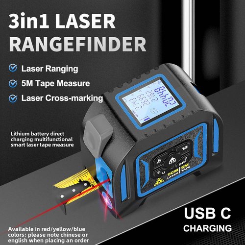 Multifunctional Smart Laser Distance Meter Tape Measure with Ruler Function