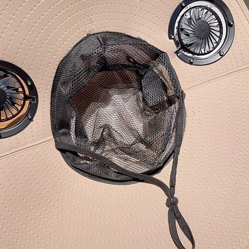 Solar-Powered Dual-Fan High-Wind Bucket Hat for Summer Outdoor Hiking & Fishing