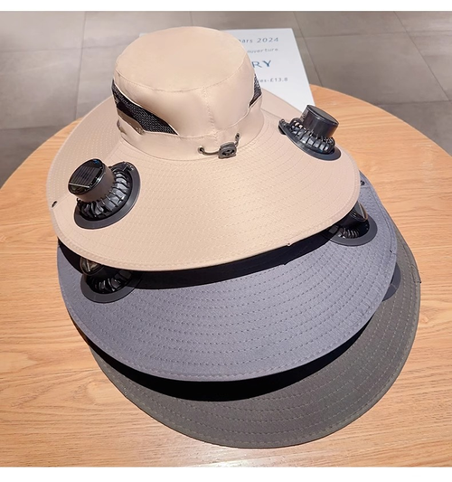 Solar-Powered Dual-Fan High-Wind Bucket Hat for Summer Outdoor Hiking & Fishing