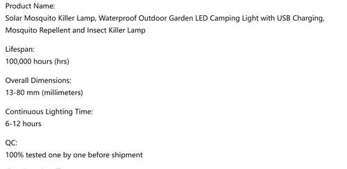 Solar Mosquito-Killing Lamp