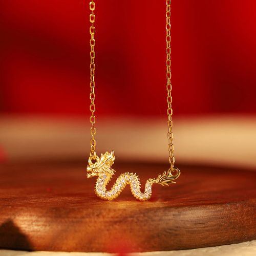 Buddha Stones 925 Sterling Silver Year Of The Dragon Auspicious Golden Dragon Luck Chain Necklace Pendant