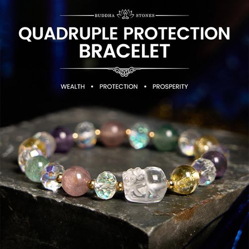 Goforrich PiXiu White Crystal Citrine Green Strawberry Quartz Amethyst Luck Bracelet