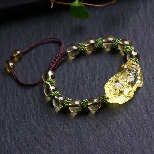 Goforrich Natural Citrine Pixiu Wealth Protection Bracelet