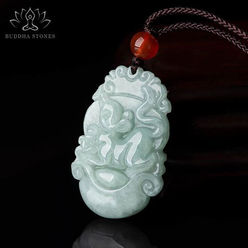 Buddha Stones Natural Jade 12 Chinese Zodiac Sucess Pendant Necklace