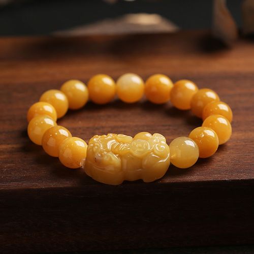 Goforrich Golden Silk Jade Pixiu Wealth Bracelet