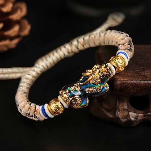 Goforrich Feng Shui PiXiu Color Change Copper Coin Beads Wealth String Bracelet