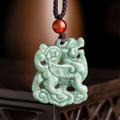 Goforrich Jade PiXiu Wealth Luck String Necklace Pendant