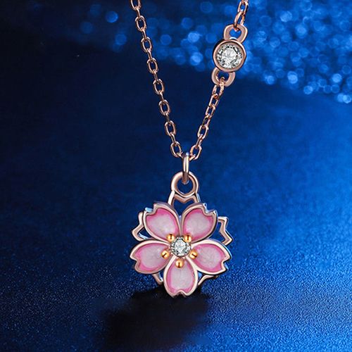 Buddha Stones 925 Sterling Silver Cherry Blossom Flower Rotatable Protection Necklace Pendant