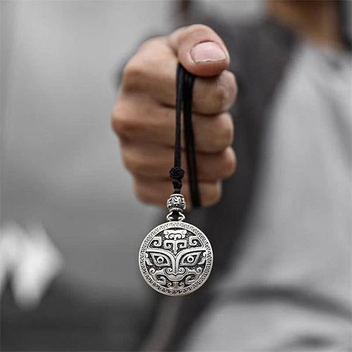 Buddha Stones Lucky FengShui Mythological Creature Taotie Wealth Necklace Pendant