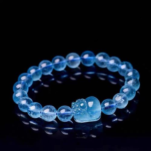 Goforrich Natural Aquamarine Pixiu Serenity Healing Bracelet