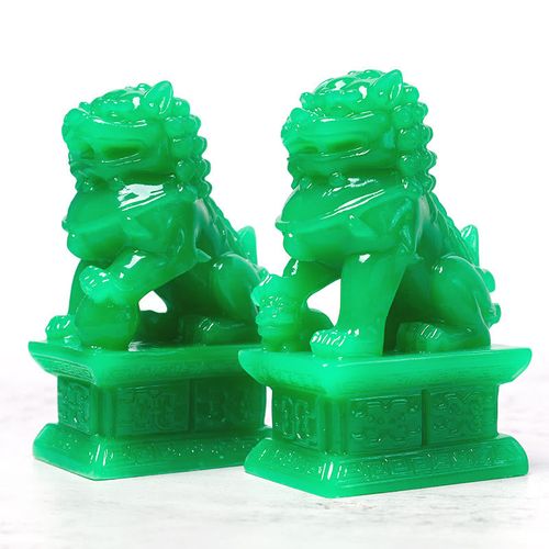 Buddha Stones Wealth Prosperity Pair of Fu Foo Dogs Guardian Lion Statues Home Decoration