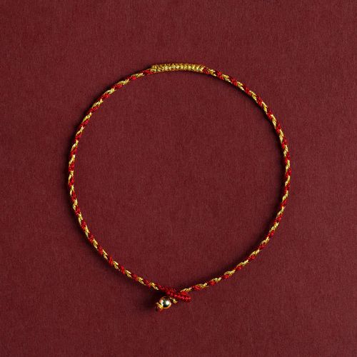 Buddha Stones 14K Gold Plated Handmade Red Gold Rope King Kong Knot Braided Luck Bracelet