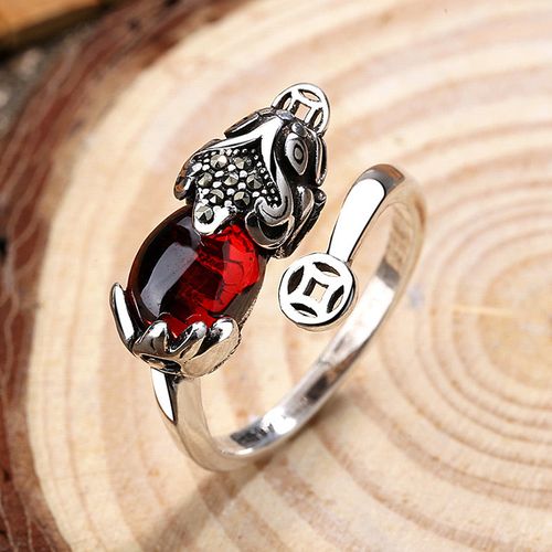 Goforrich FengShui Genstone PiXiu Wealth Adjustable Ring