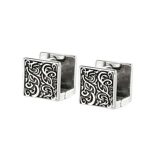 Goforrich Grass Pattern Square Stud Earrings