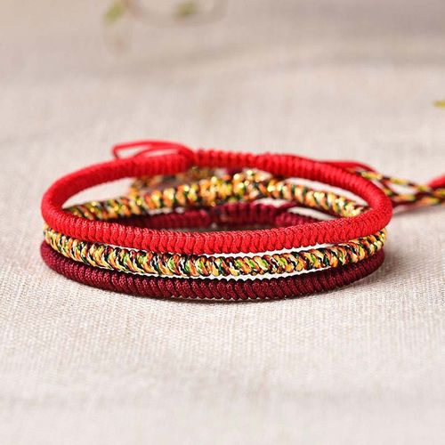 Buddha Stones Tibetan Lucky 3 Combination Sets Red String Bracelet