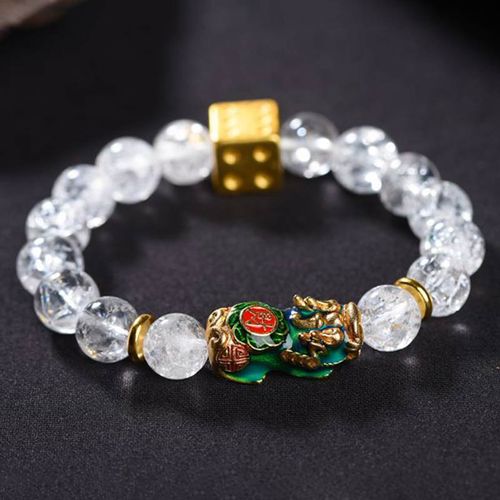 Goforrich Color-Changing Pixiu White Crystal Dice Wealth Bracelet