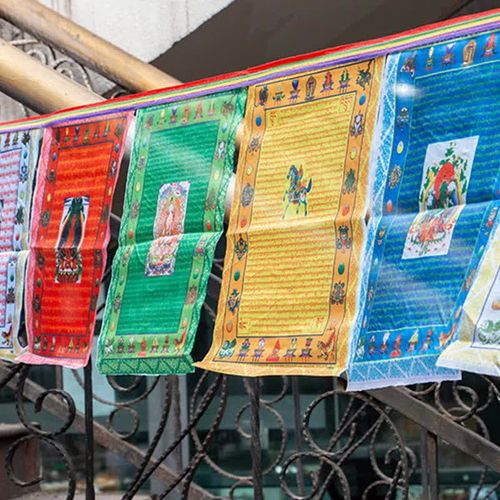 Buddha Stones Tibetan 5 Colors Windhorse Buddha Tara Scriptures Healing Auspicious Outdoor Prayer Flag