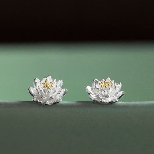 Goforrich 925 Sterling Silver Lotus Flower Balance Earrings