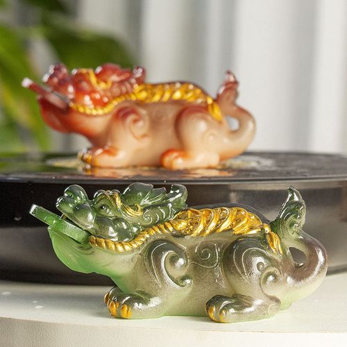 Goforrich Color Changing Small PiXiu Copper Coins Resin Tea Pet Wealth Home Figurine Decoration