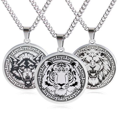 Buddha Stones Animal Titanium Steel Chain Necklace Protection Pendant