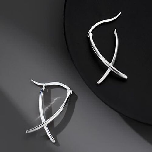 Goforrich Geometric Cross Design Luck Hoop Earrings