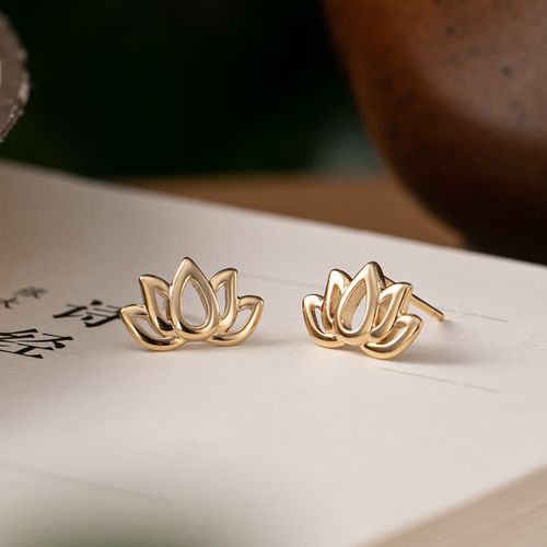 Goforrich 925 Sterling Silver Lotus Flower Blessing Earrings