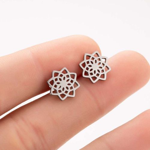 Goforrich Tibetan Lotus Pattern New Beginning Stud Earrings