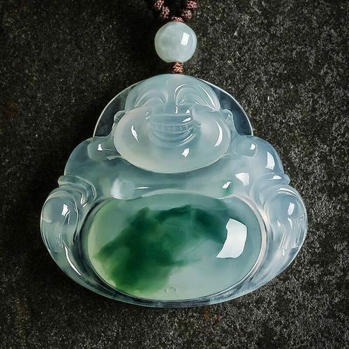 Buddha Stones Cyan Jade Luck Necklace Pendant