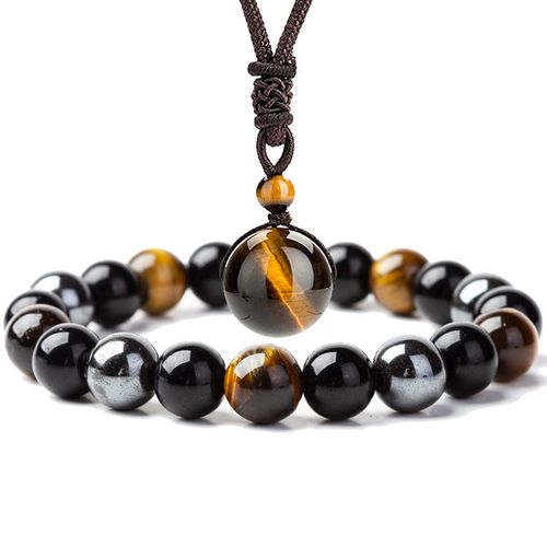 Buddha Stones Tibetan Tiger's Eye Bracelet Necklace Set