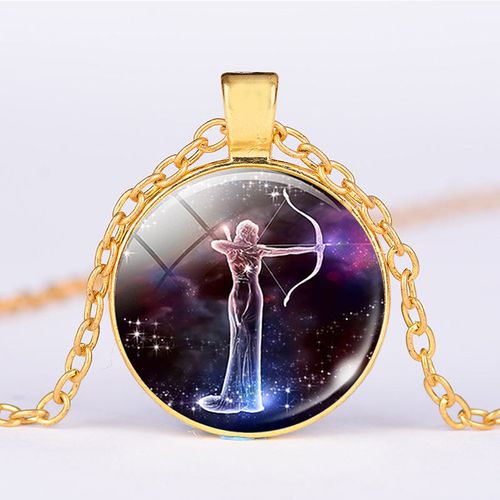 12 Constellations of the Zodiac Moon Starry Sky Protection Blessing Necklace Pendant