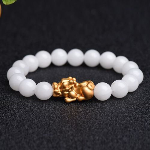 Goforrich Natural White Jade PiXiu Wealth Bracelet