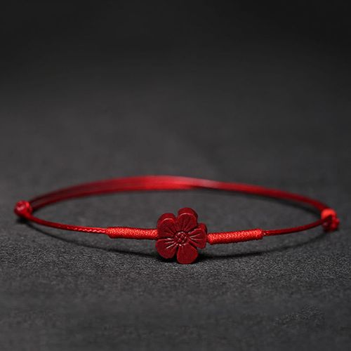 Goforrich Handmade Plum Blossom Four Leaf Clover PiXiu Lotus Koi Fish Cinnabar Blessing Braid Bracelet