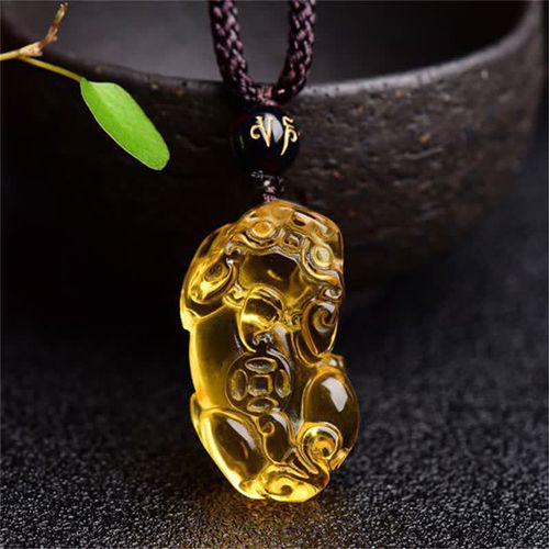 Goforrich FengShui Citrine PiXiu Wealth Necklace Pendant