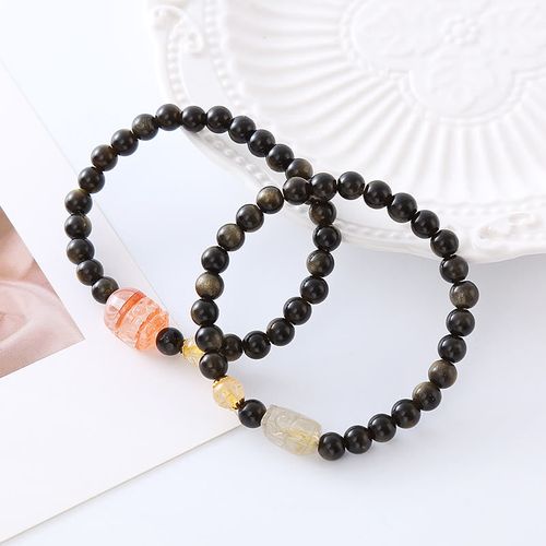 Goforrich Natural Gold Sheen Obsidian PiXiu Wealth Protection Bracelet