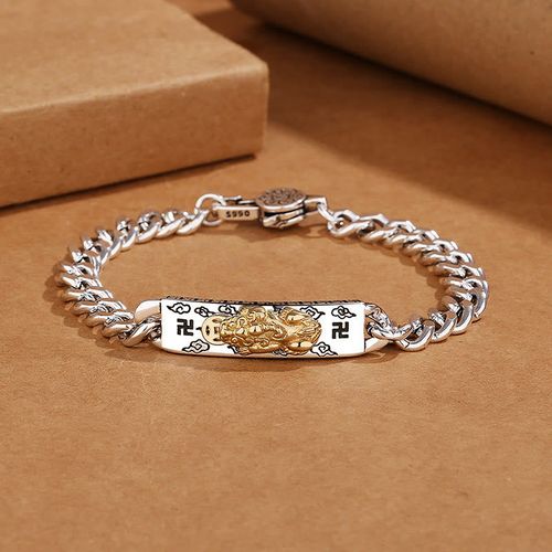 Goforrich Om Mani Padme Hum Pixiu Swastika Spring Buckle Wisdom Bracelet