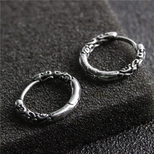 Goforrich Viking Celtic Hoop Titanium Steel Balance Earrings